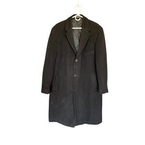 Lauren Ralph Lauren Men's Black Wool Blend Double Breasted Peacoat 46R